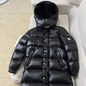 Moncler Black Patent Leather Long Down Jacket